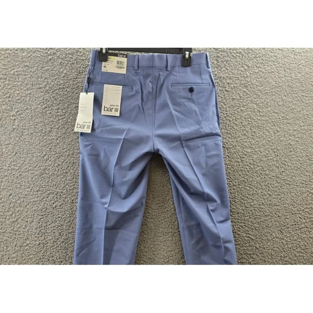 Bar III Slim Fit Dress Pants Men's 30Wx32L Light Blue Wool Blend Zip/Button